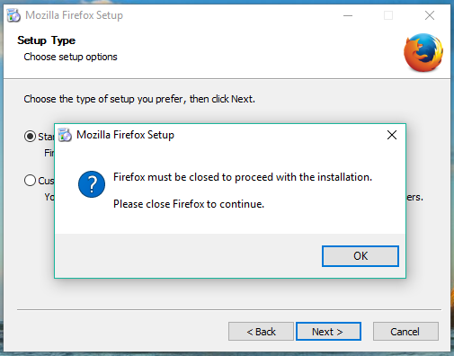 Firefox Must Be Closed To Proceed With The Installation Station