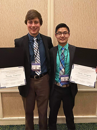 (L-R) SIUE School of Pharmacy third-year students Jacob Troeckler and Alex Hagans won the Student National Pharmaceutical Association’s (SNPhA) Regional Clinical Skills Competition held Feb. 14-16 in Lexington, KY.
