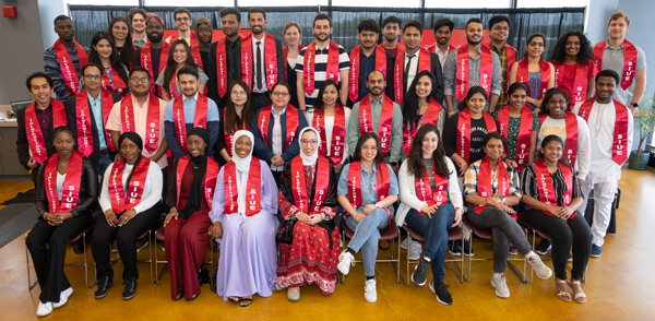 SIUE international students at the graduation celebration. 