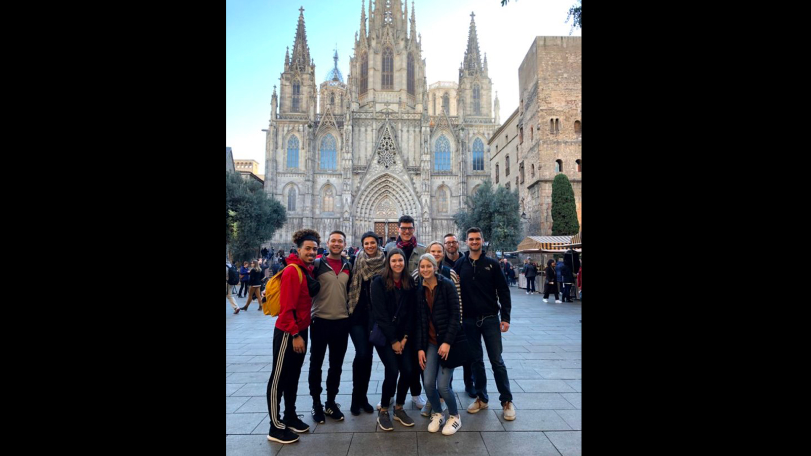 Travel study group at the Barcelona Cathedral