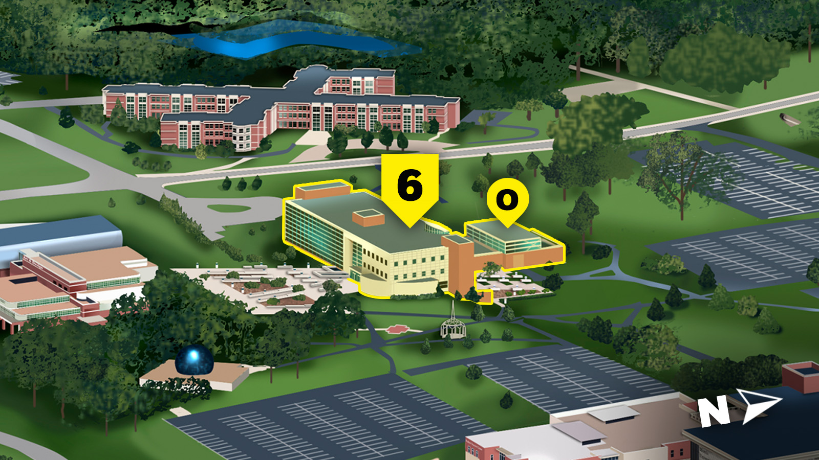 campus map highlight on engineering building