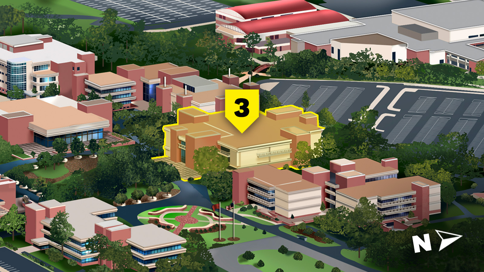 campus map highlight on lovejoy library