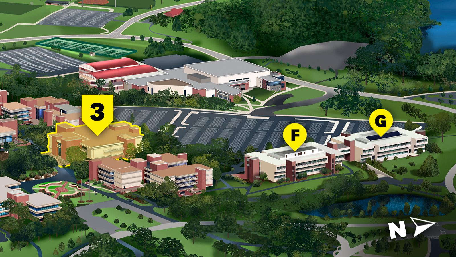 campus map highlight areas near lovejoy library