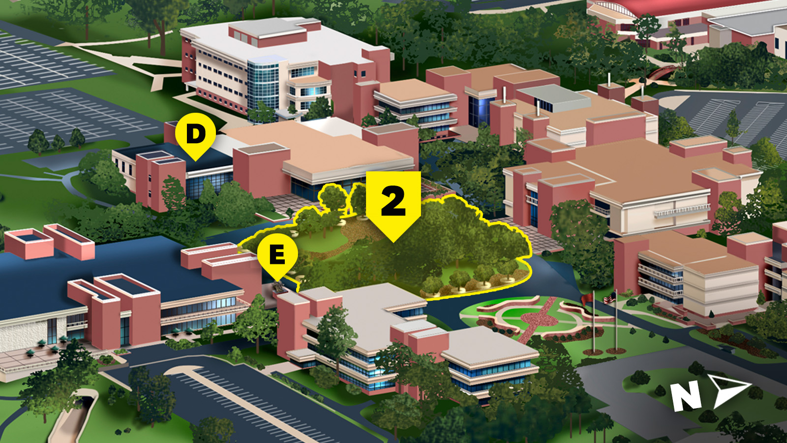 campus map highlight areas near stratton quad