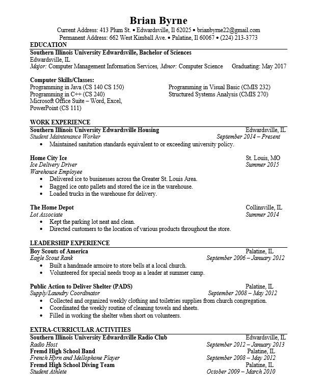 siue resume help