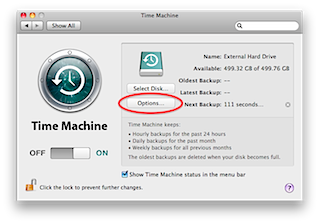Time Machine Option button