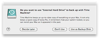 Use External Drive pop up