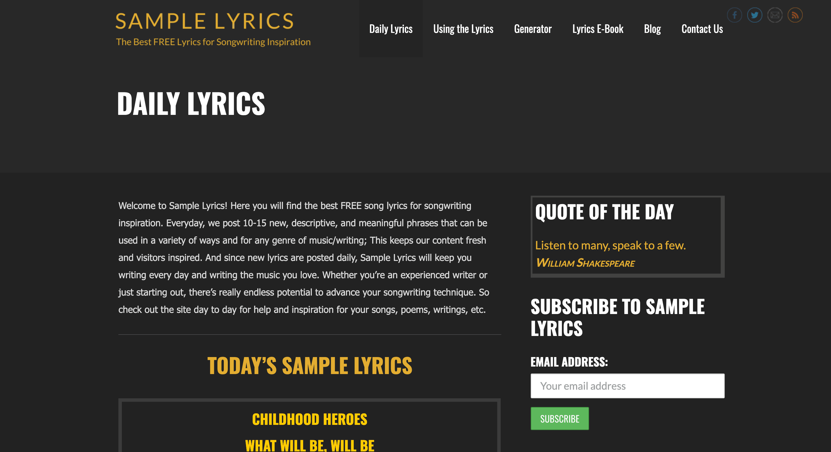 Sample Lyrics Photo